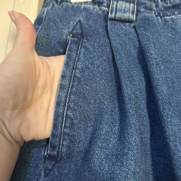 Vintage Womens Denim Skirt 6 100% Cotton Split Pockets Pleated Belt Loops Retro - Picture 2 of 10